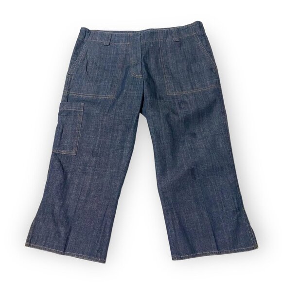 Vintage DKNY Chambray Cropped pants, Size 12 US - Picture 1 of 12